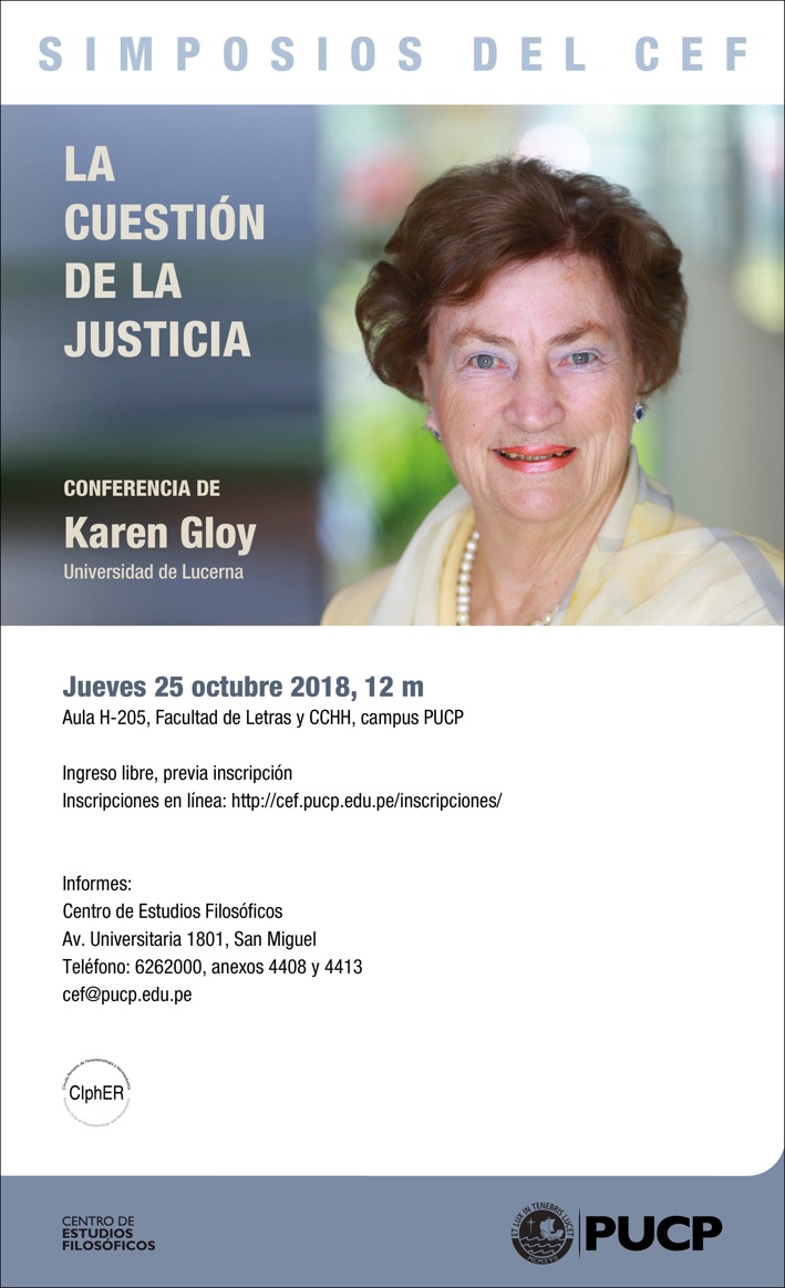 Simposios del CEF. Conferencia «La cuestión de la justicia» de Karen Gloy (Universidad de Lucerna)»